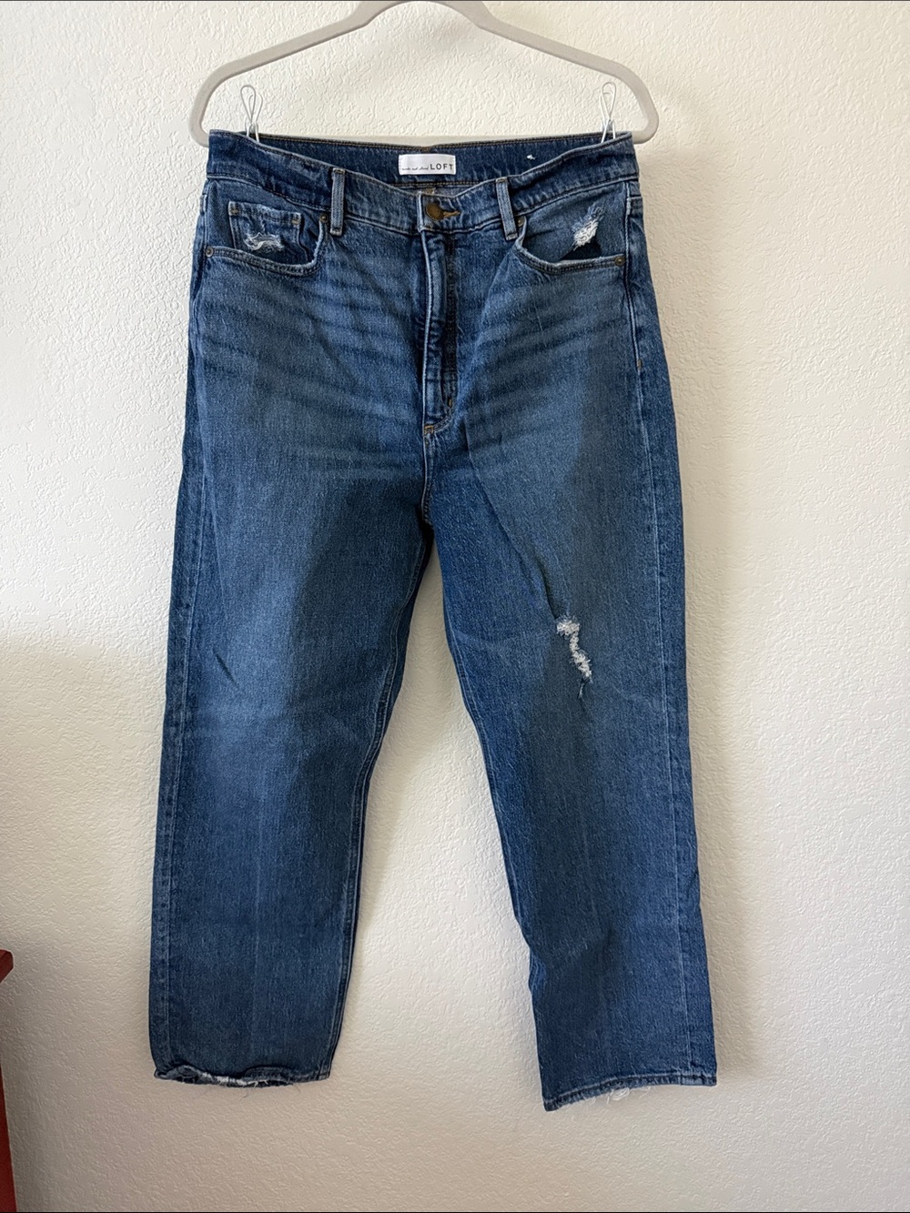LOFT 90’s High Waist Straight Jeans in Dark Blue Denim